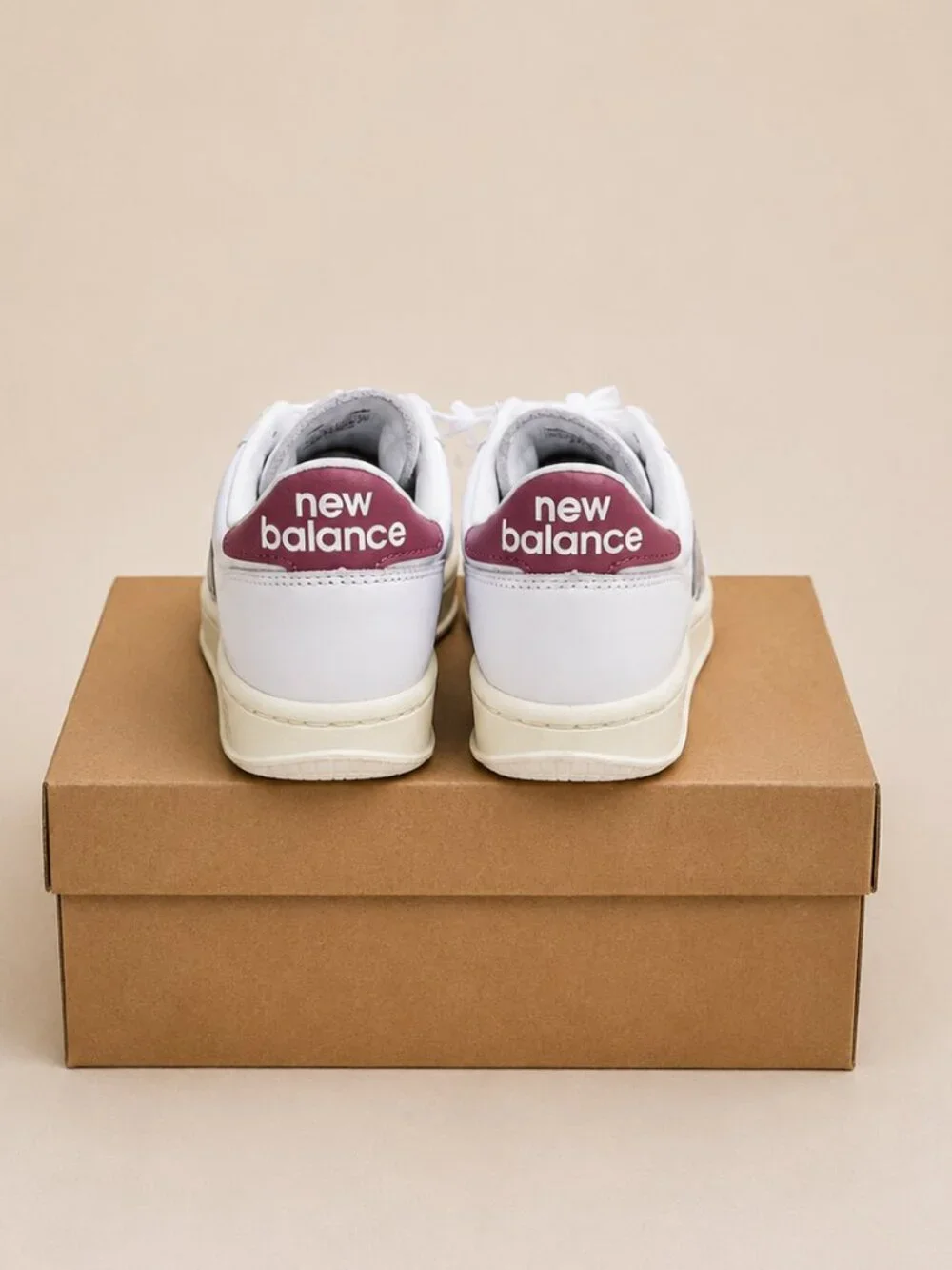 New Balance CT500 White Burgundy Leather Court Sneakers CT500LPB Mens 8